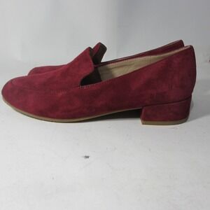 Eileen Fisher Loafers Womens 7 Red Suede Low Block Heel Slip On Shoes